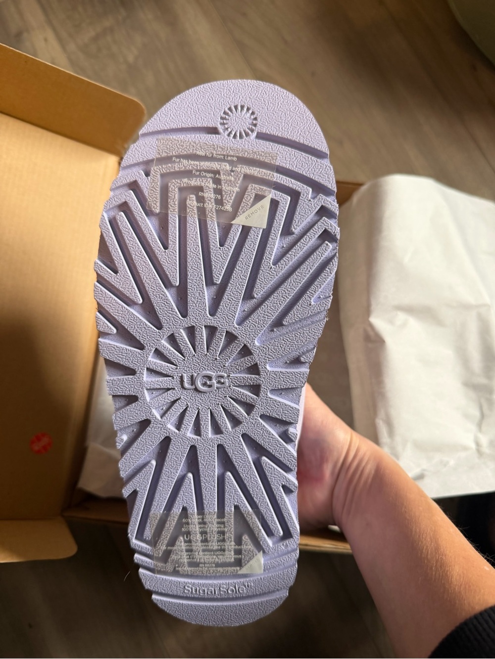 UGG Lavender Suede Shearling Slip-On Clog - Picture 3 of 8